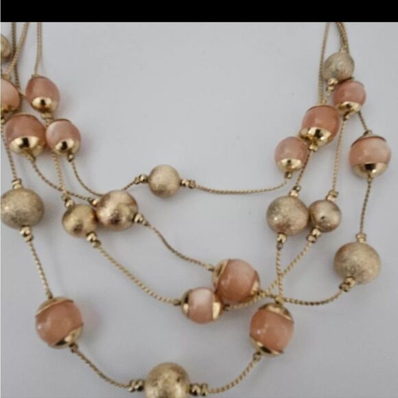4 Strand Coldwater Creek Gold Tone Pink Beaded Necklace 22" NWOT EXCELLENT COND - Picture 4 of 7
